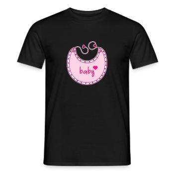 Bavoir bébé rose - T-shirt homme - noir - Devant - AI Model Male 178 light (178cm)