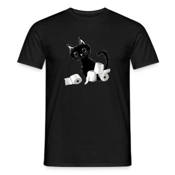 Katze schwarzer Kater Toilettenpapier Design - Männer T-Shirt - Schwarz - Vorne - AI Model Male 178 light (178cm)