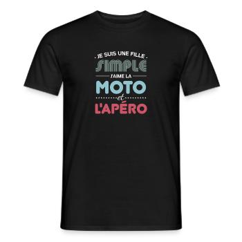 Je Suis Une Fille Simple J aime La Moto Et L apéro - T-shirt homme - noir - Devant - AI Model Male 178 light (178cm)