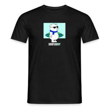 Surfer Boy Icebear Bear Surfboard Surfing Wave Sea - Men's T-Shirt - black - Front - AI Model Male 178 light (178cm)