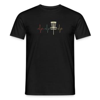 Retro Disc Golf Heartbeat Funny Disc Golf Outdoor - Men's T-Shirt - black - Front - AI Model Male 178 light (178cm)