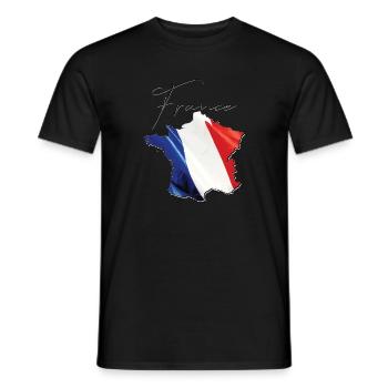 France flag on the France map EN - Men's T-Shirt - black - Front - AI Model Male 178 light (178cm)