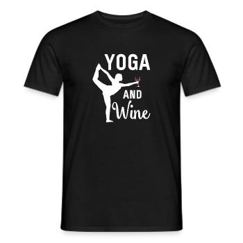Le yoga et le vin : des vêtements amusants - T-shirt homme - noir - Devant - AI Model Male 178 light (178cm)