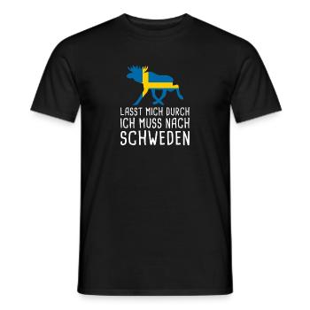 Lasst Mich Durch Schweden Sverige Elch Urlaub - Männer T-Shirt - Schwarz - Vorne - AI Model Male 178 light (178cm)