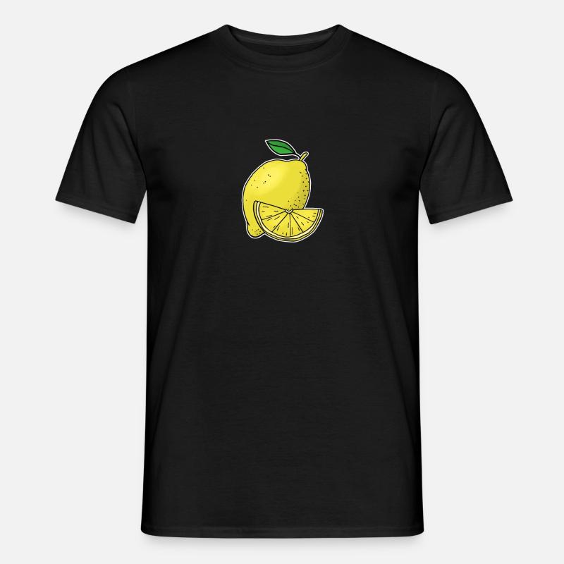 Lemon Hand gezeichnete Früchte Sommer - Männer T-Shirt - Schwarz