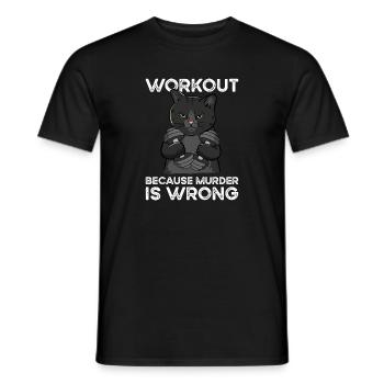 Workout Because Murder Is Wrong chat - T-shirt homme - noir - Devant - AI Model Male 178 light (178cm)