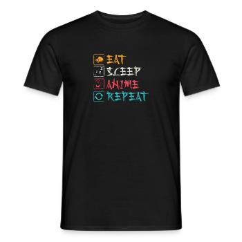 Japanese Anime Manga Eat Sleep Anime Repeat Design - Men's T-Shirt - black - Front - AI Model Male 178 light (178cm)