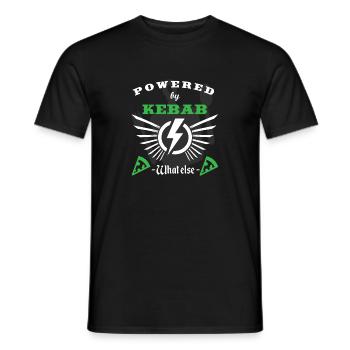 POWERED BY KEBAB - Men's T-Shirt - black - Front - AI Model Male 178 light (178cm)