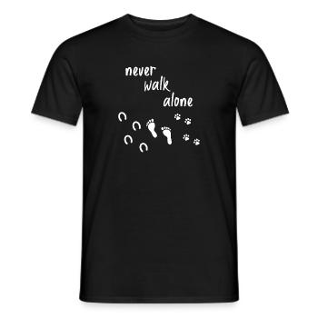 Never walk alone chien chien promenade va équitation - T-shirt homme - noir - Devant - AI Model Male 178 light (178cm)