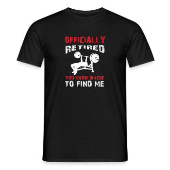 Retired Gym Workout T Shirt Wissen, wo zu finden - Männer T-Shirt - Schwarz - Vorne - AI Model Male 178 light (178cm)