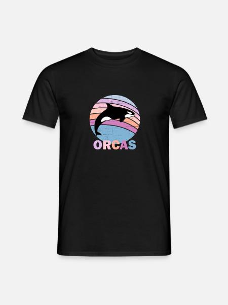 orcas vintage retromammaldolphinsblack and whiteca - Men's T-Shirt - black