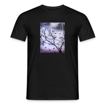 Fleur de cerisier de l’art japonais pluie et le tonnerre - T-shirt homme - noir - Devant - AI Model Male 178 light (178cm)