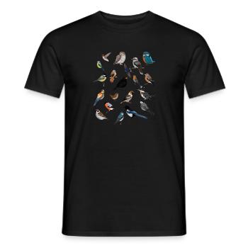 Garden birds Bird lovers Birdwatchers - Men's T-Shirt - black - Front - AI Model Male 178 light (178cm)