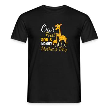 Our First Son & Mommy Mothers’s Day Giraffe Mom - T-shirt homme - noir - Devant - AI Model Male 178 light (178cm)