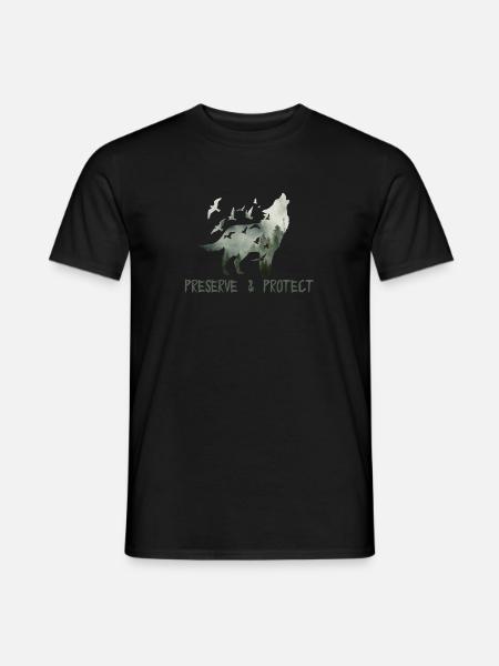 Preserve & Protect Umweltschutz Klimaschutz Wolf - Männer T-Shirt - Schwarz