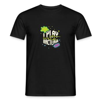 I Play With Bacteria Funny Biology Teacher - Men's T-Shirt - black - Front - AI Model Male 178 light (178cm)