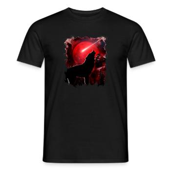 Wolf Red Moon Japan Otacus Anime and Manga - Men's T-Shirt - black - Front - AI Model Male 178 light (178cm)