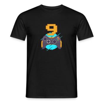 Kids 9th Birthday Gamer PC Console Zocker - Men's T-Shirt - black - Front - AI Model Male 178 light (178cm)