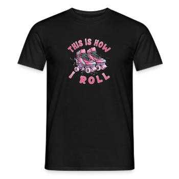 Roller Patinage, patin à roulettes, filles, enfants - T-shirt homme - noir - Devant - AI Model Male 178 light (178cm)