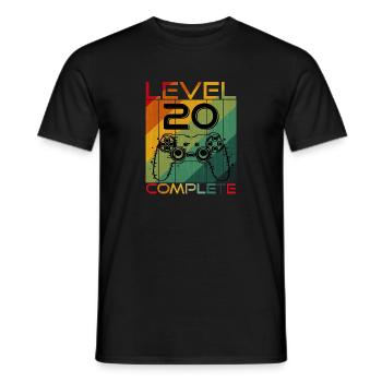 20th Birthday Gift for Gamer Level 20 Complete - Men's T-Shirt - black - Front - AI Model Male 178 light (178cm)