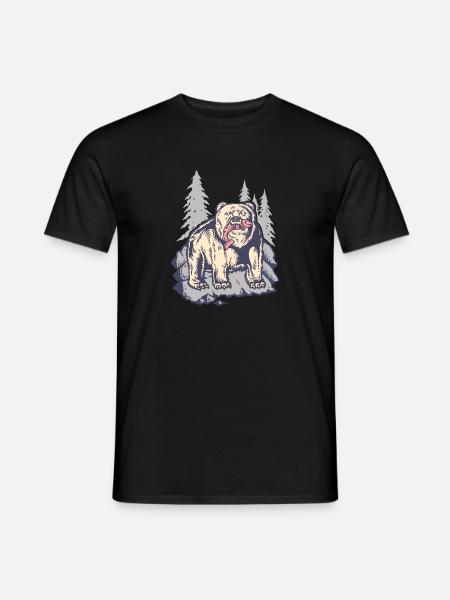 Grizzly Bear Salmon Forest - Men's T-Shirt - black