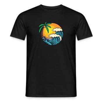 Plage île vagues palmiers - T-shirt homme - noir - Devant - AI Model Male 178 light (178cm)