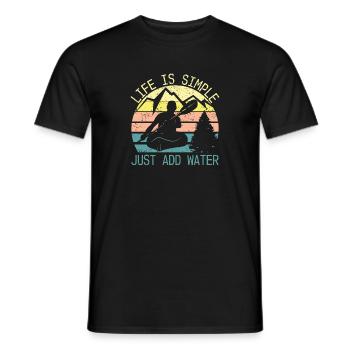 Life Is Simple Just Add Water Retro Kayak Outdoor - Men's T-Shirt - black - Front - AI Model Male 178 light (178cm)