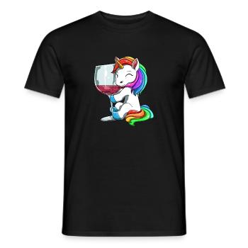 Funny Wine Unicorn Drinking - Men's T-Shirt - black - Front - AI Model Male 178 light (178cm)