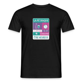 PÉTANQUE ET APÉRITIF - T-shirt homme - noir - Devant - AI Model Male 178 light (178cm)