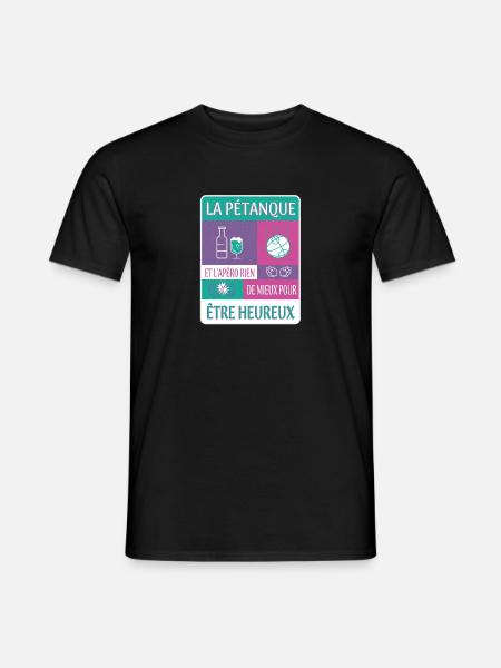 PÉTANQUE ET APÉRITIF - T-shirt homme - noir