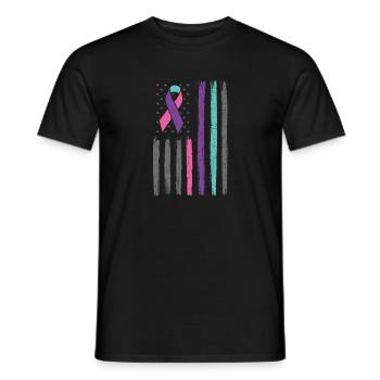 Thyroid cancer ribbon us flag thyroid cancer - Men's T-Shirt - black - Front - AI Model Male 178 light (178cm)