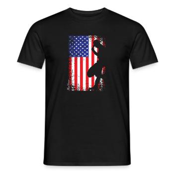 Amerikanischer Cowboy mit Flagge der USA - Männer T-Shirt - Schwarz - Vorne - AI Model Male 178 light (178cm)