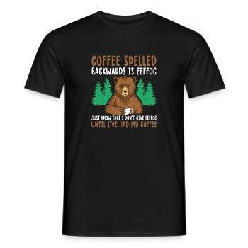 Funny Coffee Spelled Backwards Is Eeffoc - Men's T-Shirt - black - Front - AI Model Male 178 light (178cm)
