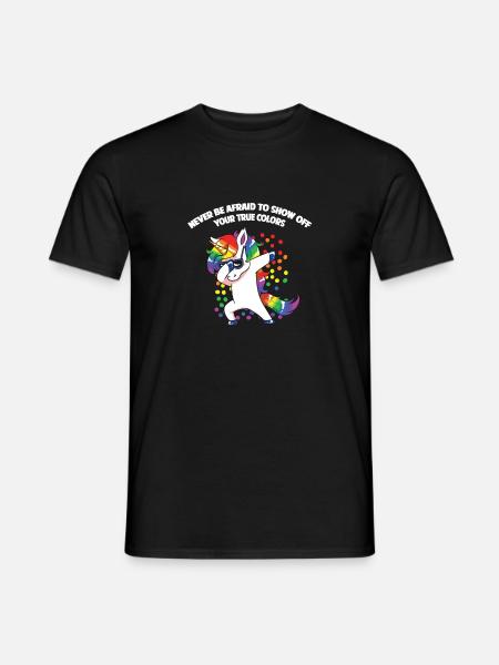 Lesben Motiv mit Spruch lesbisch CSD Regenbogen - Männer T-Shirt - Schwarz