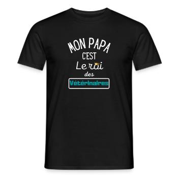 Mon papa c'est le roi des vétérinaires - T-shirt homme - noir - Devant - AI Model Male 178 light (178cm)