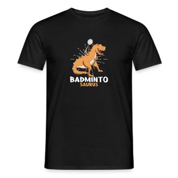 Badminto Saurus Rex Birdie Shuttlecock Dino - T-shirt homme - noir - Devant - AI Model Male 178 light (178cm)
