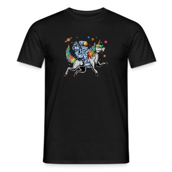 Astronaut reitet Einhorn - Männer T-Shirt - Schwarz - Vorne - AI Model Male 178 light (178cm)