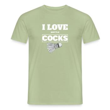 I Love Shuttlecocks Cocks Birdie Badminton - T-shirt homme - vert sauge - Devant - AI Model Male 178 light (178cm)