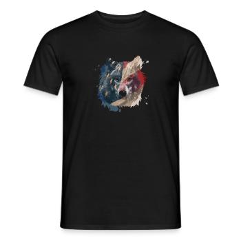 Wolf American Flag USA America - Männer T-Shirt - Schwarz - Vorne - AI Model Male 178 light (178cm)