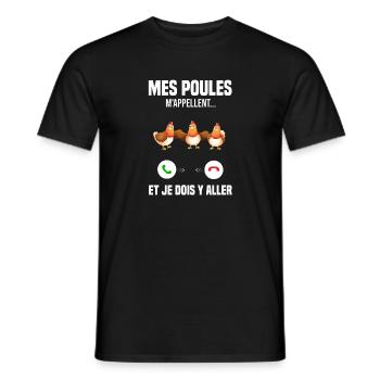Mes Poules M'appellent Et Je Dois Y Aller - T-shirt homme - noir - Devant - AI Model Male 178 light (178cm)