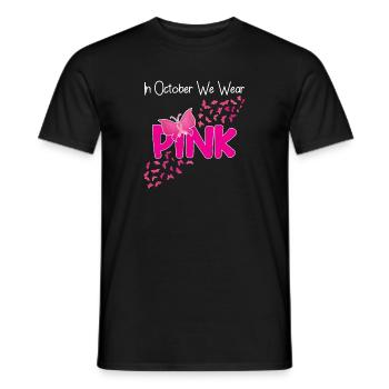 In October We Wear Pink Butterfly Breast Cancer - Männer T-Shirt - Schwarz - Vorne - AI Model Male 178 light (178cm)