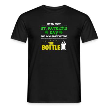 Baby First St Patricks Day Funny Pun Apparel - Men's T-Shirt - black - Front - AI Model Male 178 light (178cm)