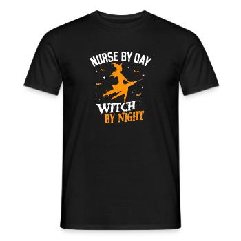 Senior Caregiver Nurse Witch Syringe - Men's T-Shirt - black - Front - AI Model Male 178 light (178cm)