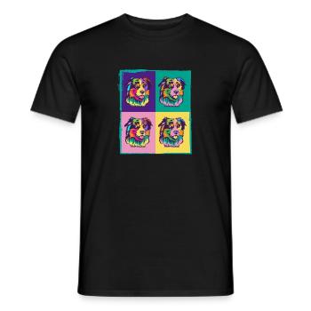 Dog Lover I Pop Art Miniature American Shepherd - Men's T-Shirt - black - Front - AI Model Male 178 light (178cm)