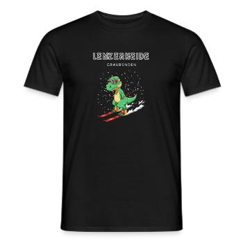 Lenzerheide Graubünden Schweiz Retro Ski T-Rex - Männer T-Shirt - Schwarz - Vorne - AI Model Male 178 light (178cm)