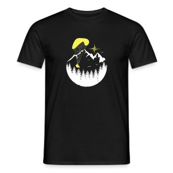 Paraglider paragliding over mountains - Men's T-Shirt - black - Front - AI Model Male 178 light (178cm)