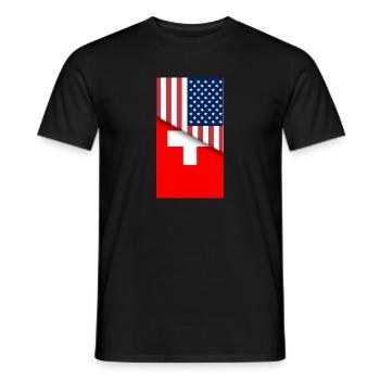 États-Unis Suisse Drapeau suisse Double nationalité Américaine - T-shirt homme - noir - Devant - AI Model Male 178 light (178cm)