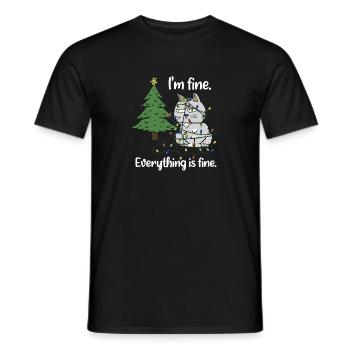 Je vais bien Chat enchevêtré Lumière de Noël - T-shirt homme - noir - Devant - AI Model Male 178 light (178cm)