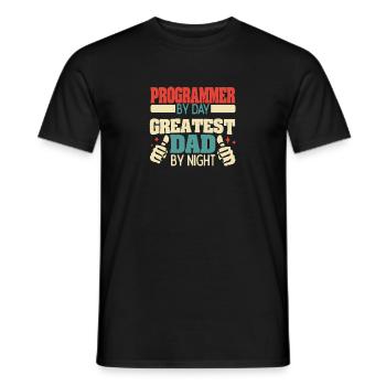 Programmer by day, greatest dad by night - Men's T-Shirt - black - Front - AI Model Male 178 light (178cm)