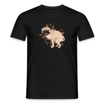 Mops kackt Kackhaufen - Männer T-Shirt - Schwarz - Vorne - AI Model Male 178 light (178cm)